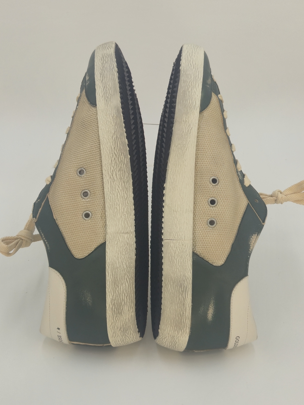 Golden Goose Super-Star Beige and Green Low-Top Sneakers Men's Size EU 47 US 14 - Picture 3 of 13